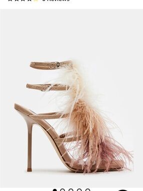 Steve Madden Sz 7 Chleo Ombré Feather and Leather Stiletto Sandals